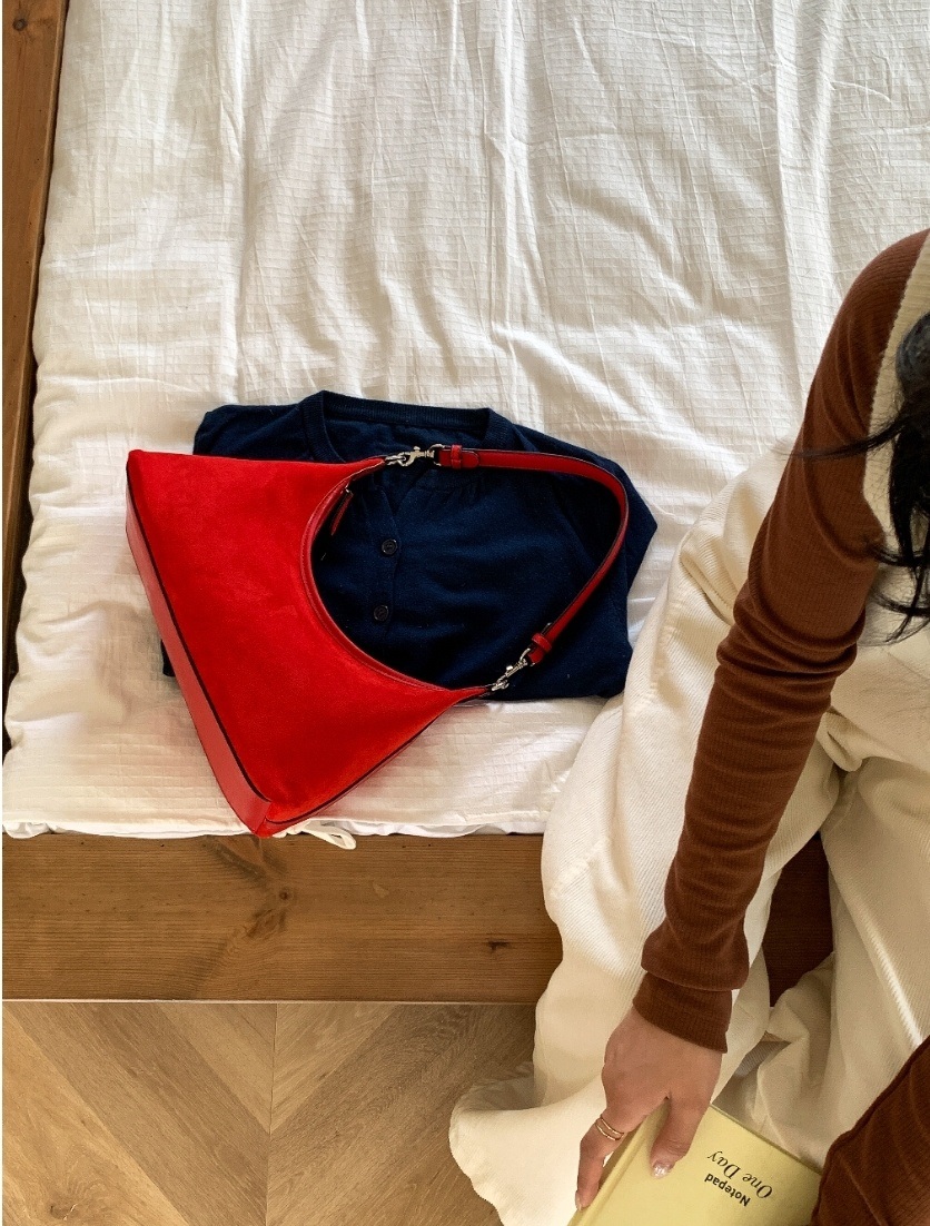 レザー調ハンドルエコスエード台形バッグ | 詳細画像10