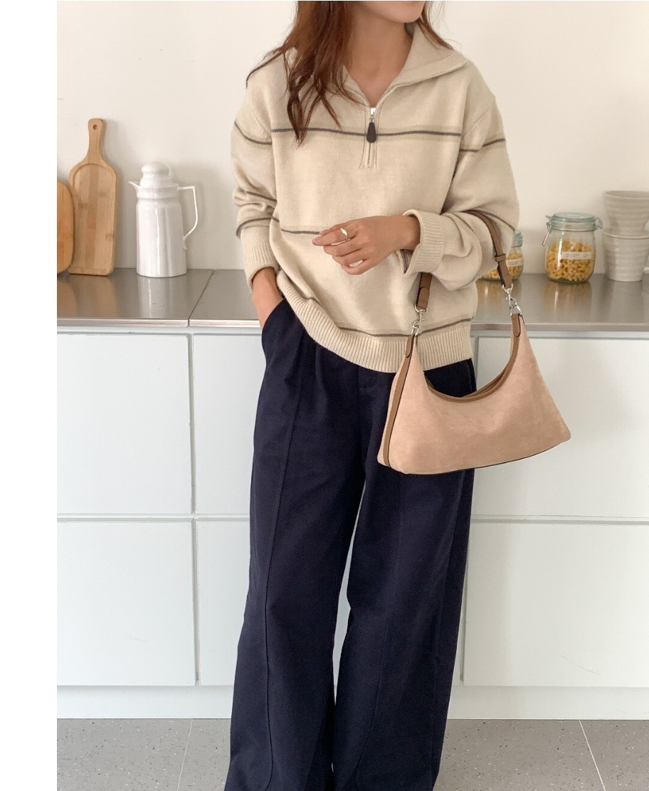 レザー調ハンドルエコスエード台形バッグ | 詳細画像11