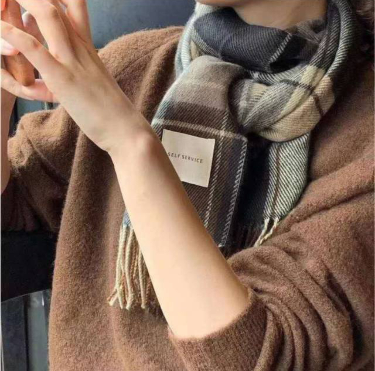 ラベルチェックフリンジマフラー | 詳細画像6