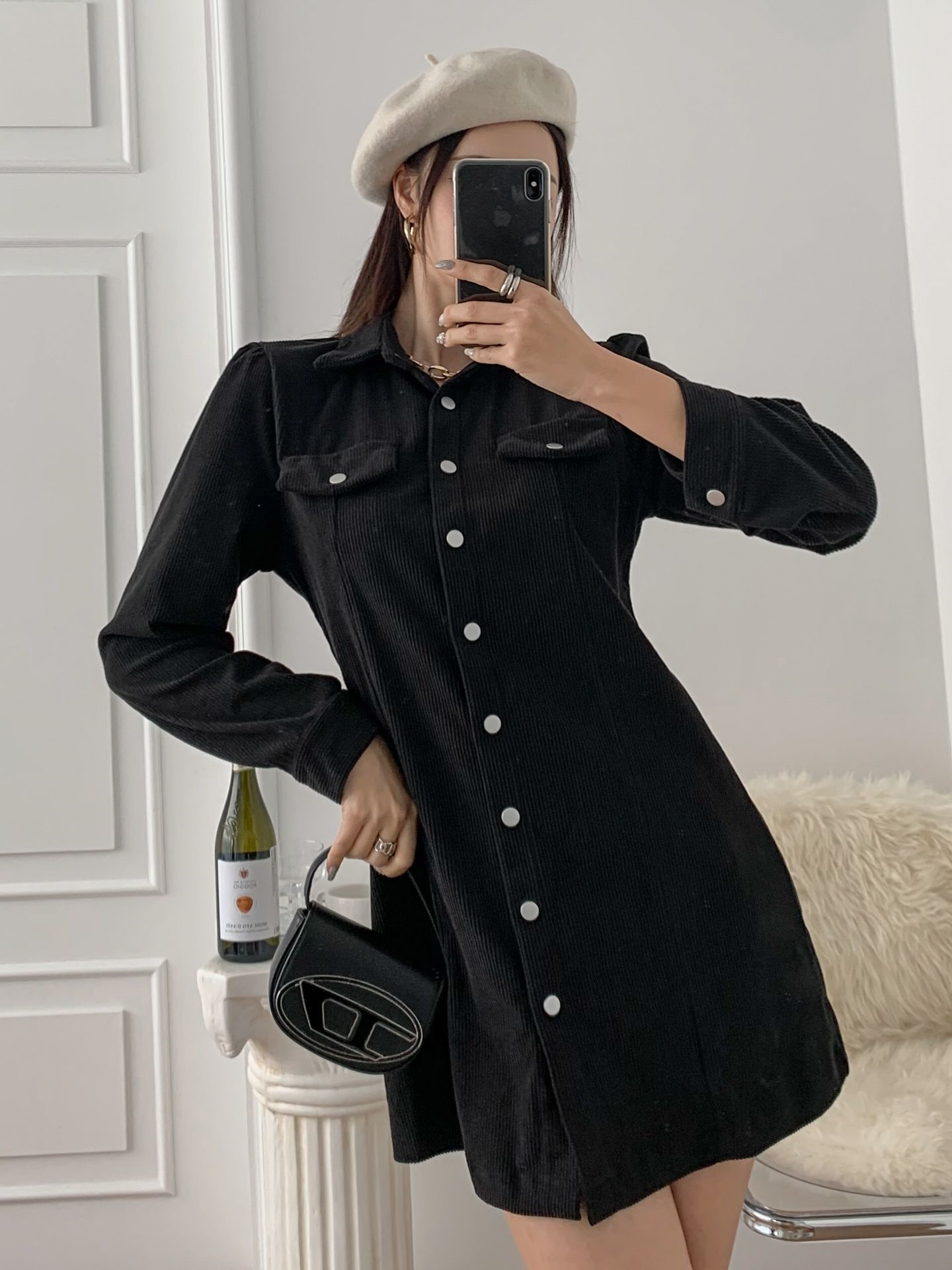 コーデュロイフラップミニシャツワンピース | 詳細画像5