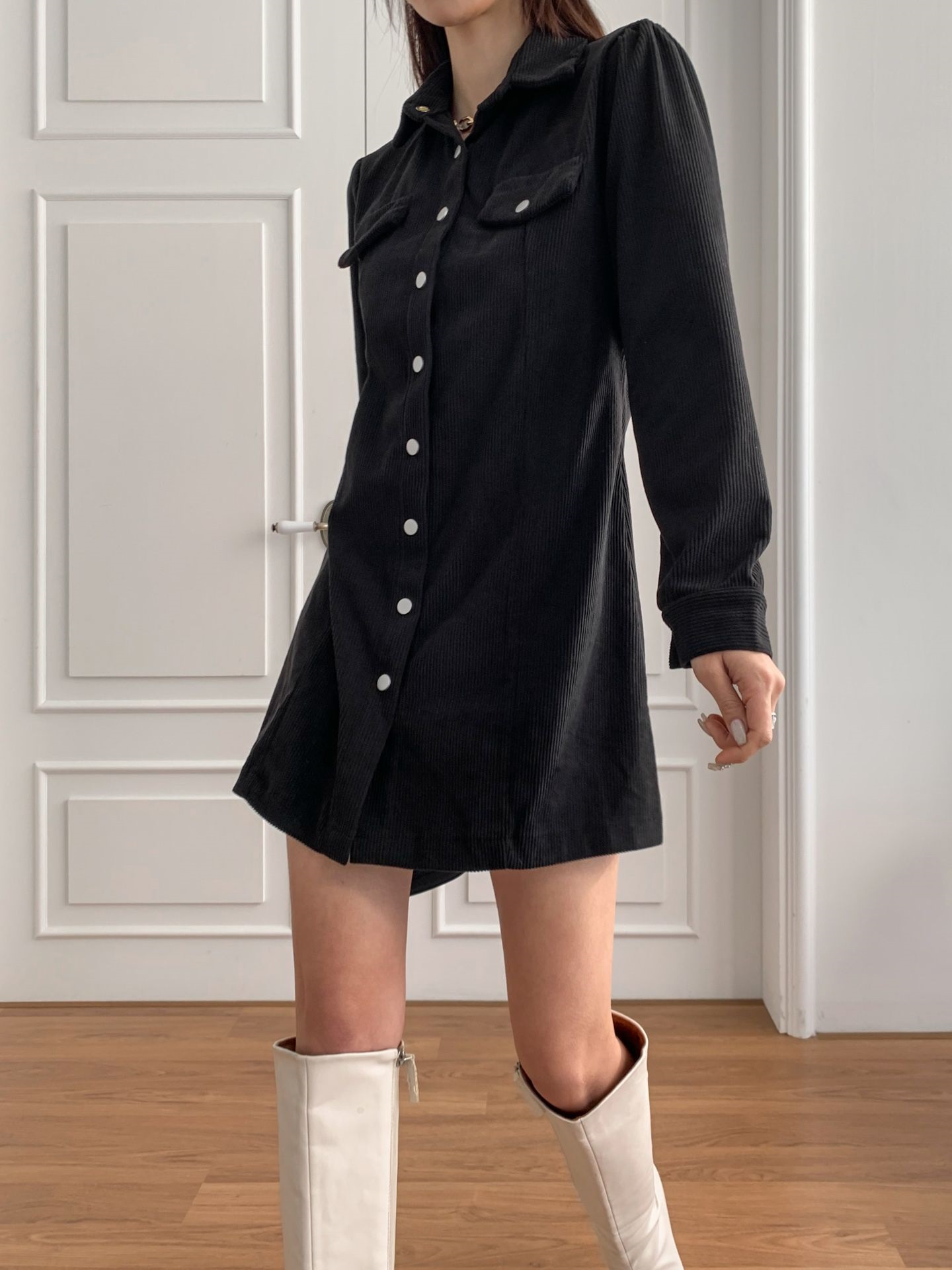 コーデュロイフラップミニシャツワンピース | 詳細画像9