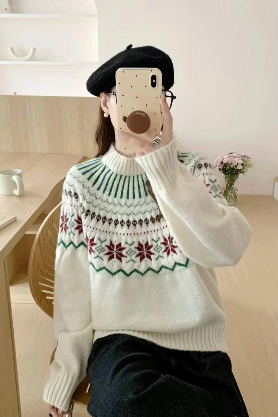 クリスマスカラーノルディックラグランニット | 詳細画像6