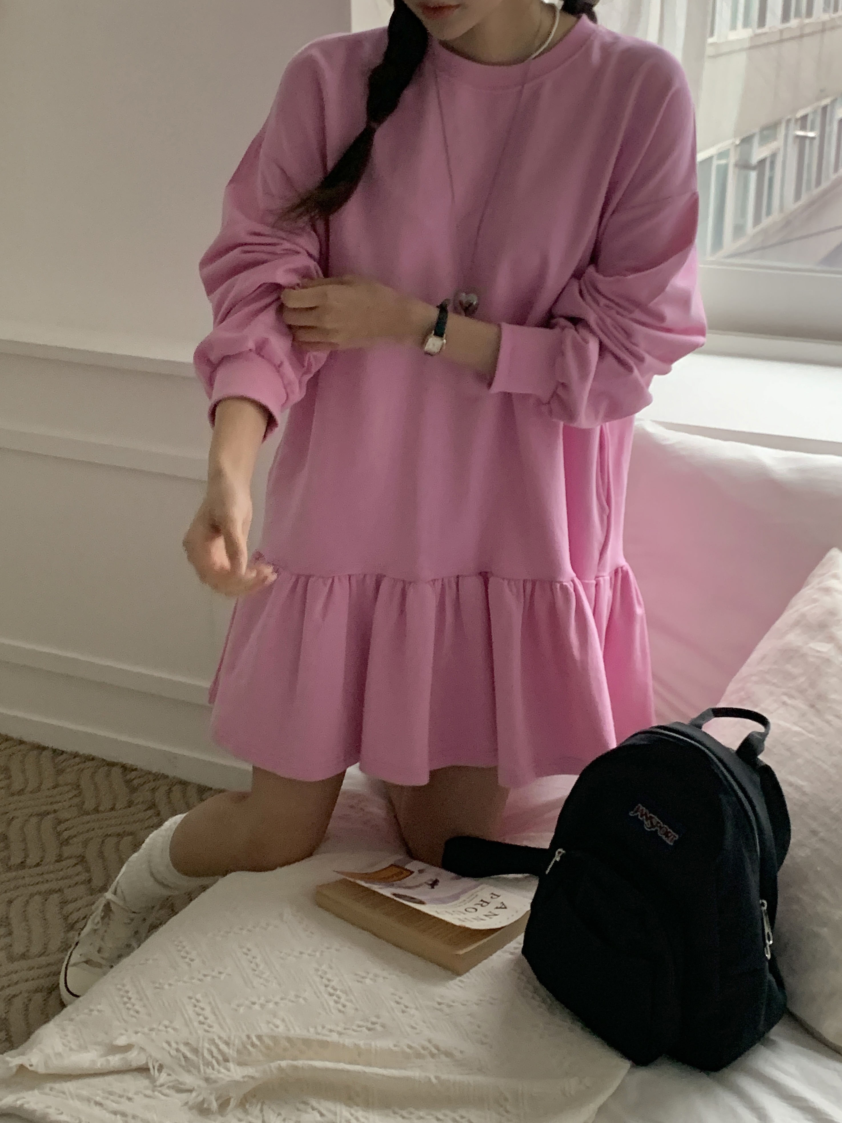 両起毛フレアヘムスウェットミニワンピース | 詳細画像4