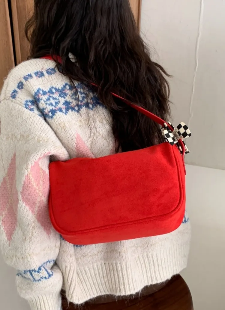 ビンテージスエード調スクエアショルダーバッグ | mandarinetree | 詳細画像1