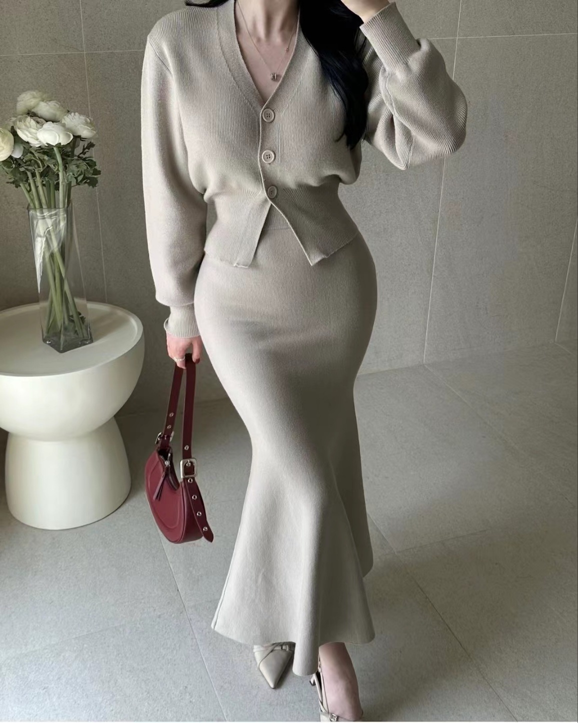 スリットVネックカーディガン&マーメイドスカートSET | 詳細画像4