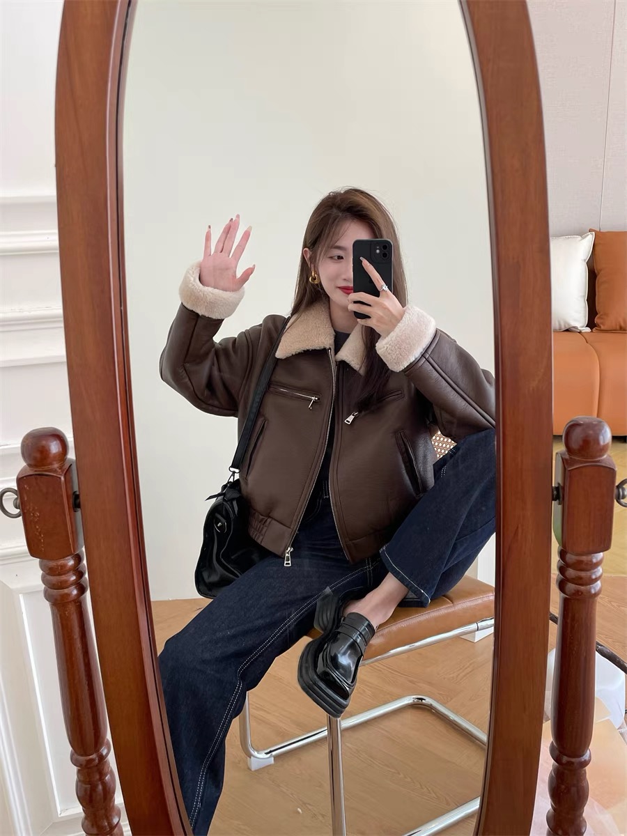 ゴムヘムエコレザームートン調ジャケット | 詳細画像2