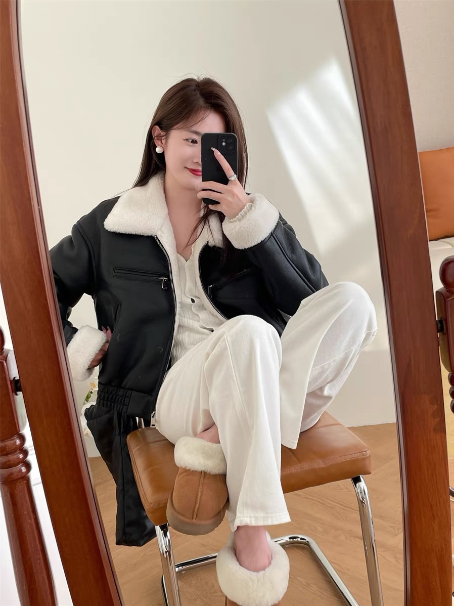 ゴムヘムエコレザームートン調ジャケット | 詳細画像3