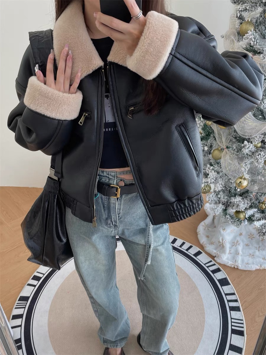 ゴムヘムエコレザームートン調ジャケット | 詳細画像4