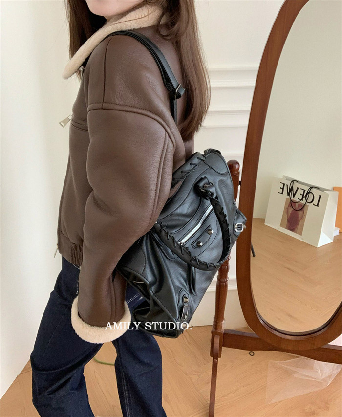 ゴムヘムエコレザームートン調ジャケット | 詳細画像15