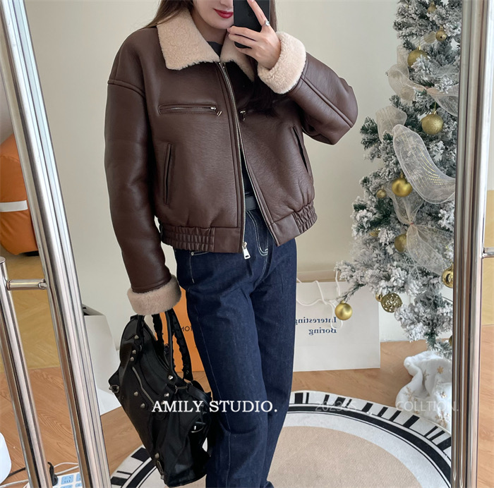 ゴムヘムエコレザームートン調ジャケット | 詳細画像17