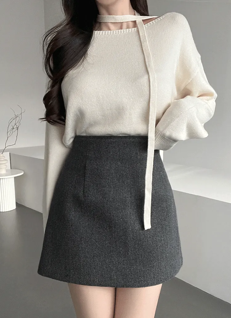 ストラップ付ボートネック長袖ニット | ganadaran | 詳細画像1