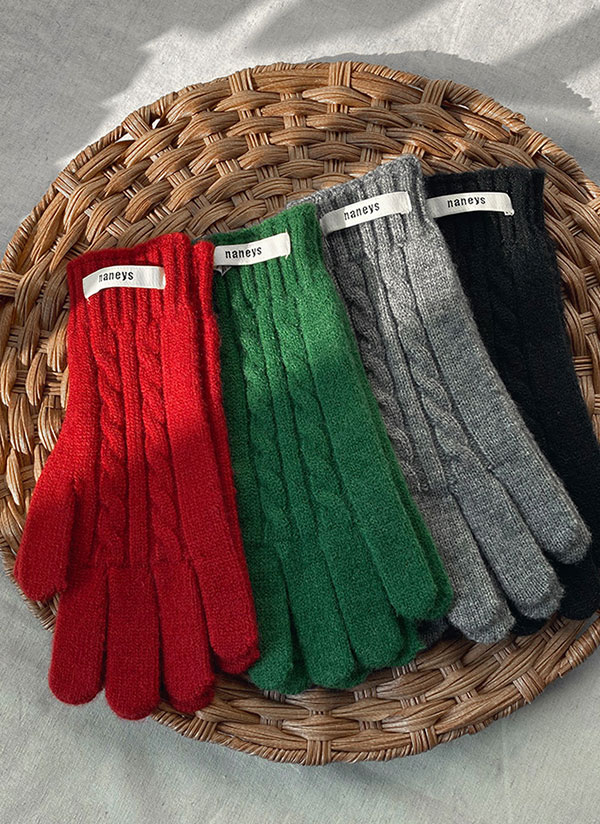 スマホ対応*ラベルケーブルニット手袋 | レディースファッション通販