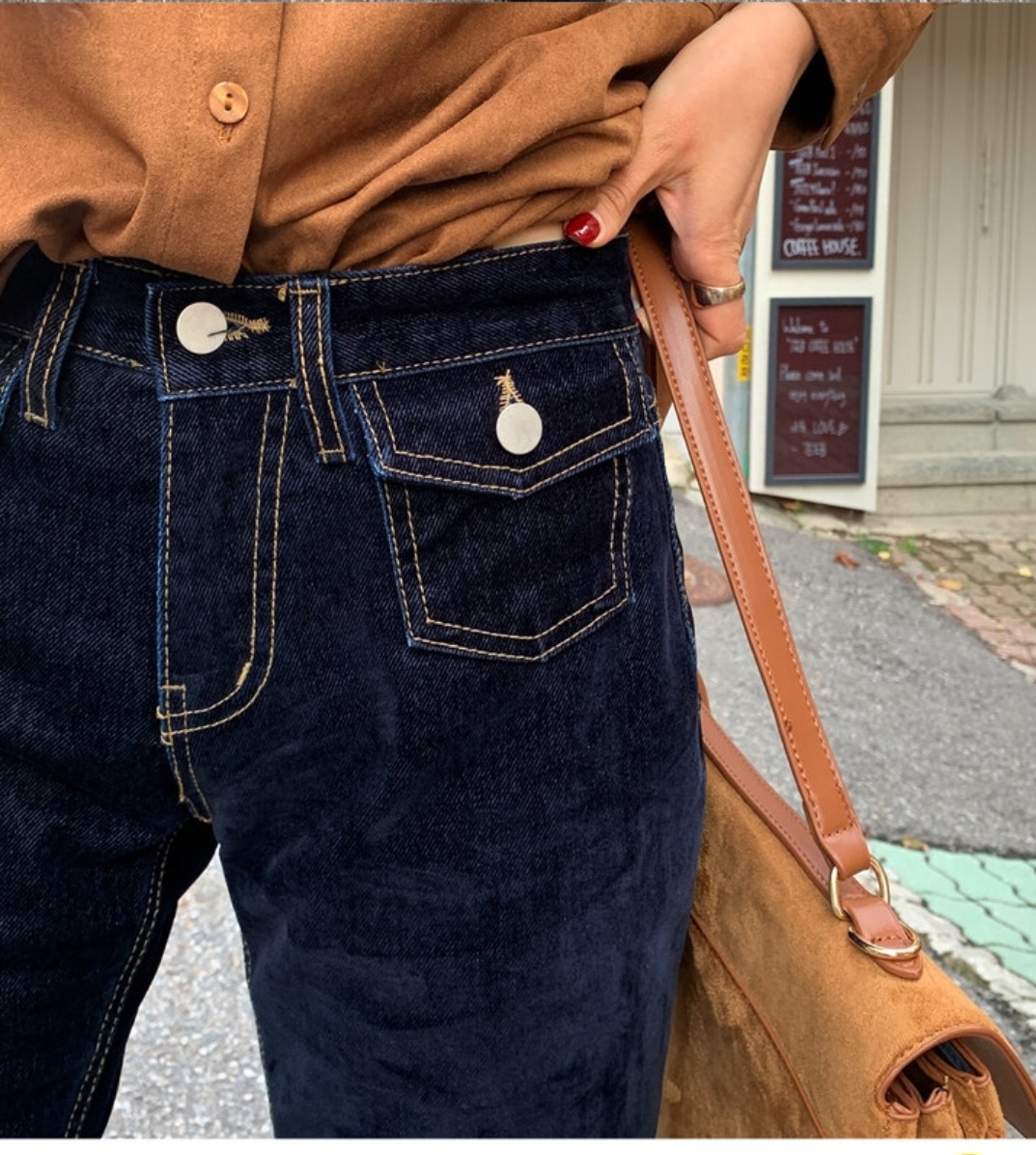 ベロアライクポケットローライズフレアデニムパンツ | 詳細画像4