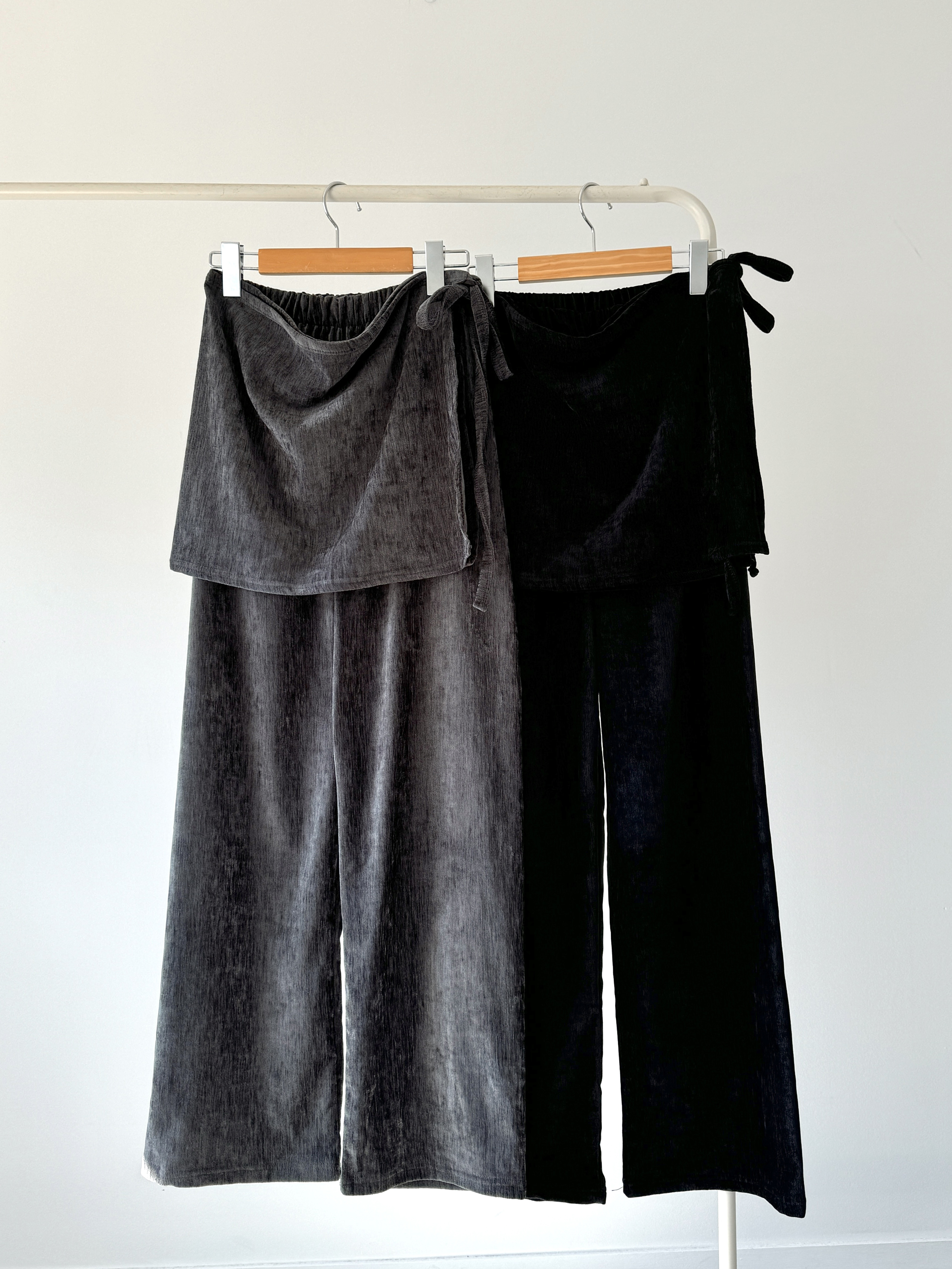 リボンラップスカート付ベロアイージーパンツ | 詳細画像2