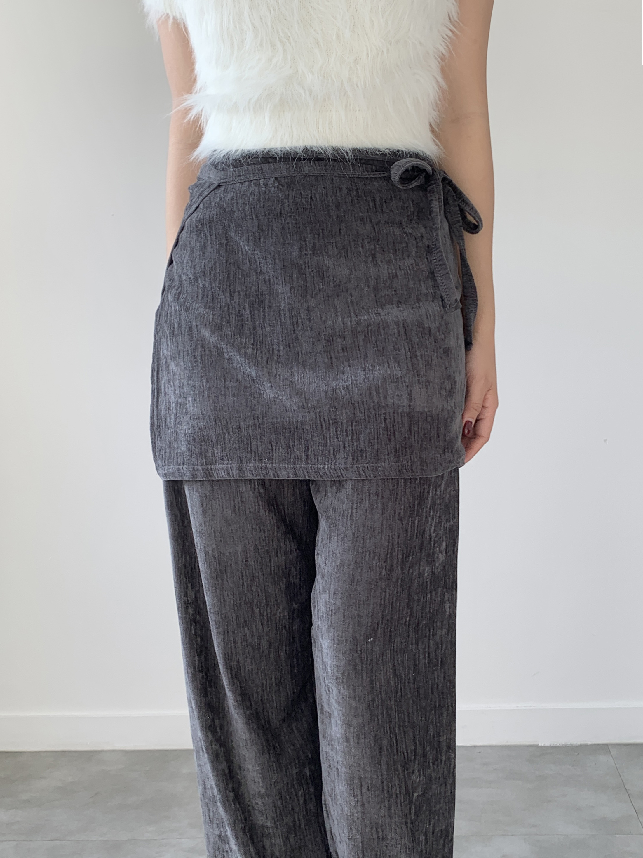 リボンラップスカート付ベロアイージーパンツ | 詳細画像3