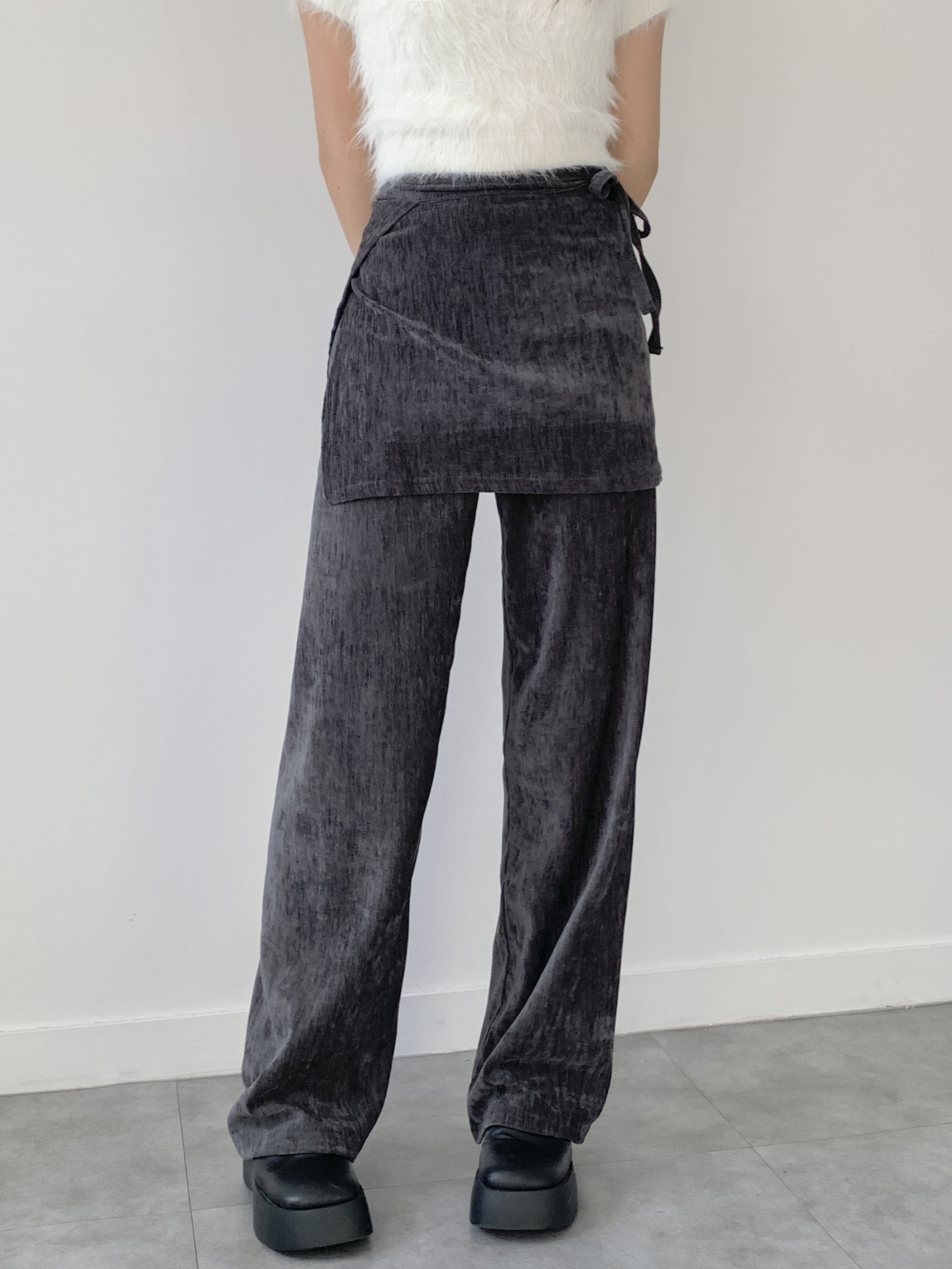 リボンラップスカート付ベロアイージーパンツ | 詳細画像4