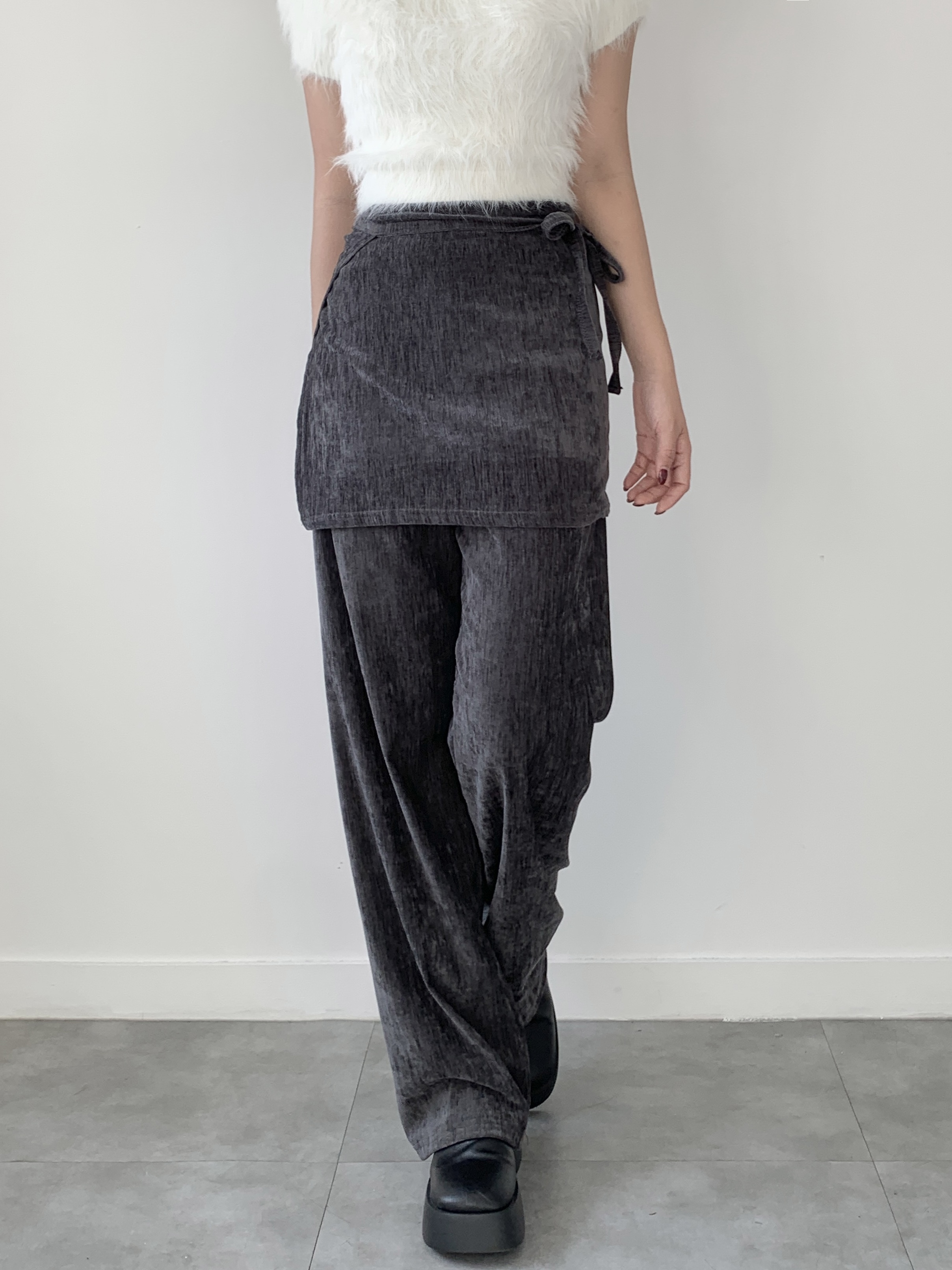 リボンラップスカート付ベロアイージーパンツ | 詳細画像5