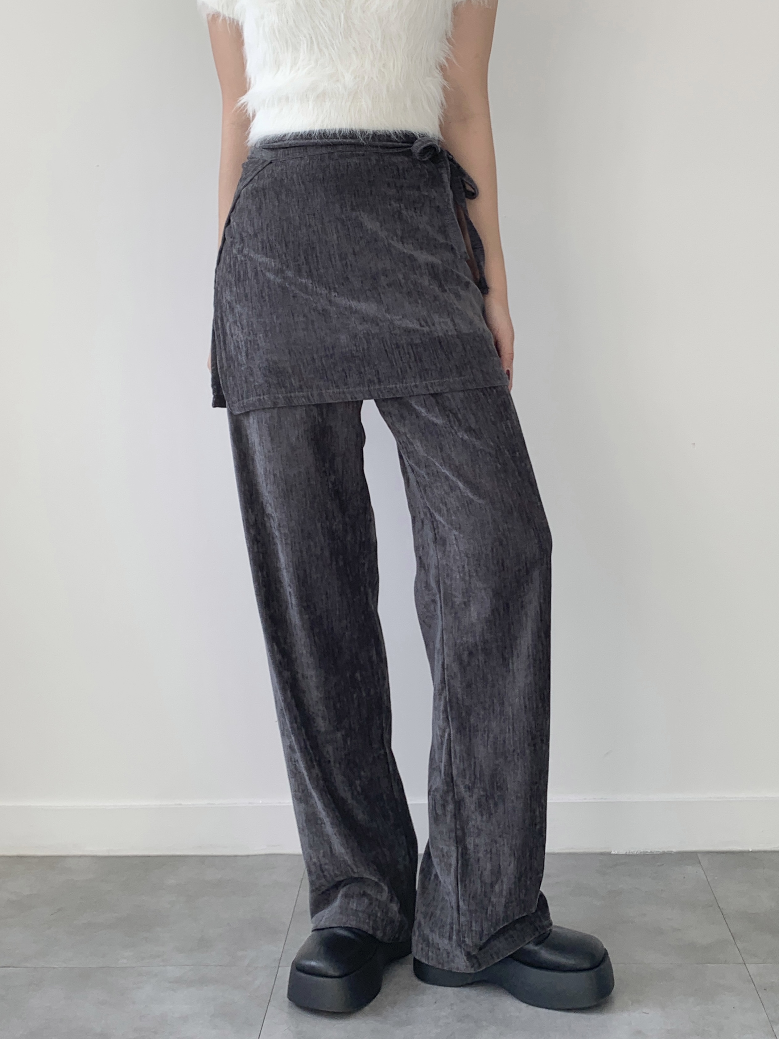 リボンラップスカート付ベロアイージーパンツ | 詳細画像6