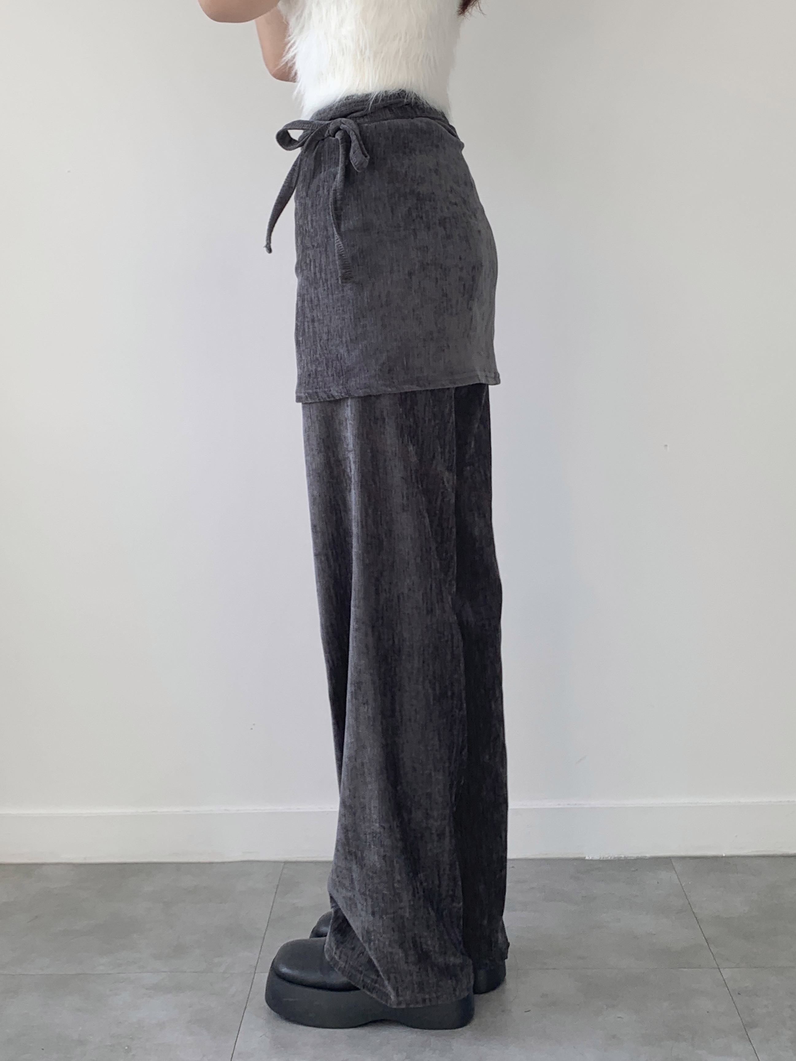 リボンラップスカート付ベロアイージーパンツ | 詳細画像7