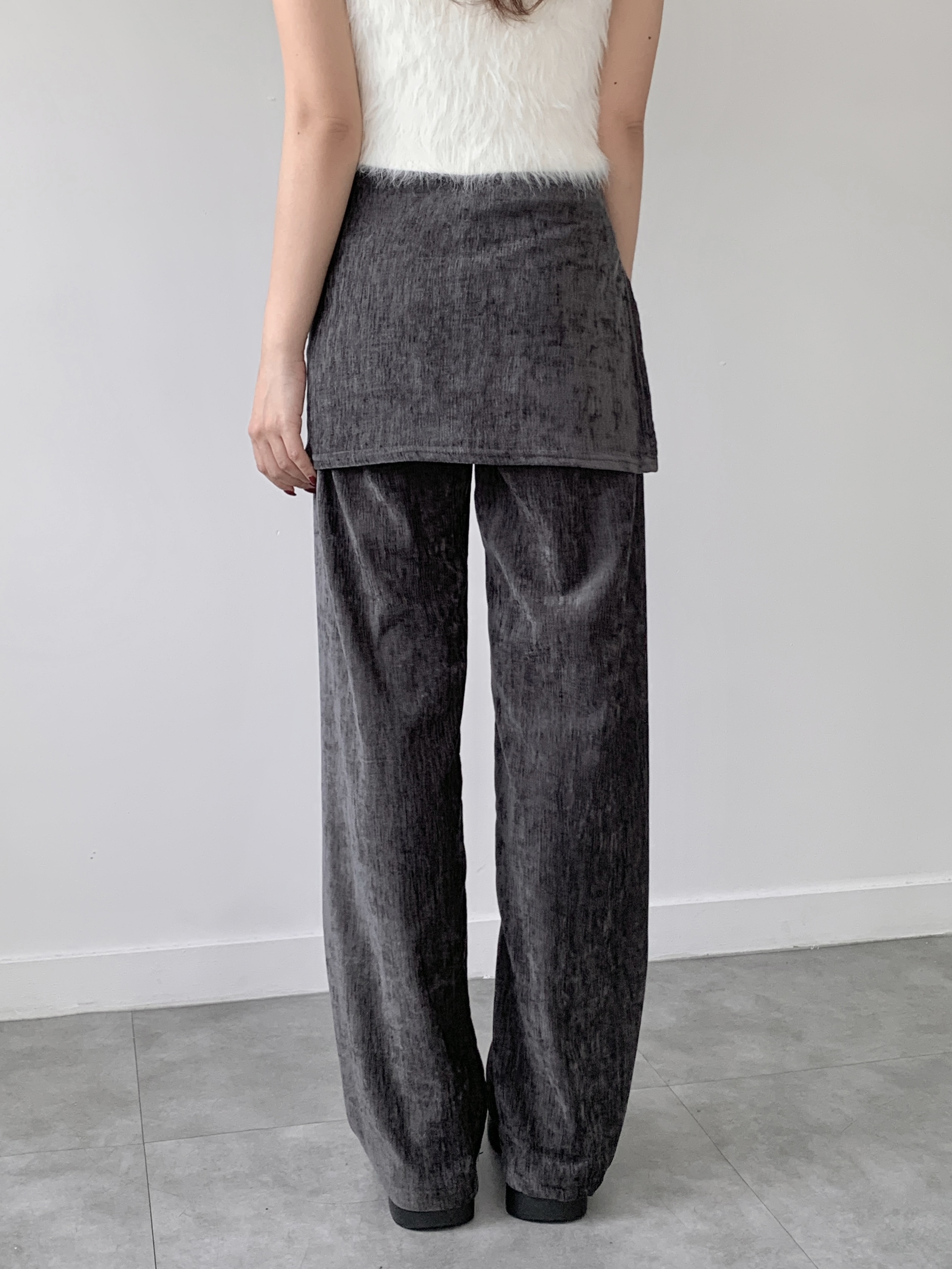 リボンラップスカート付ベロアイージーパンツ | 詳細画像8