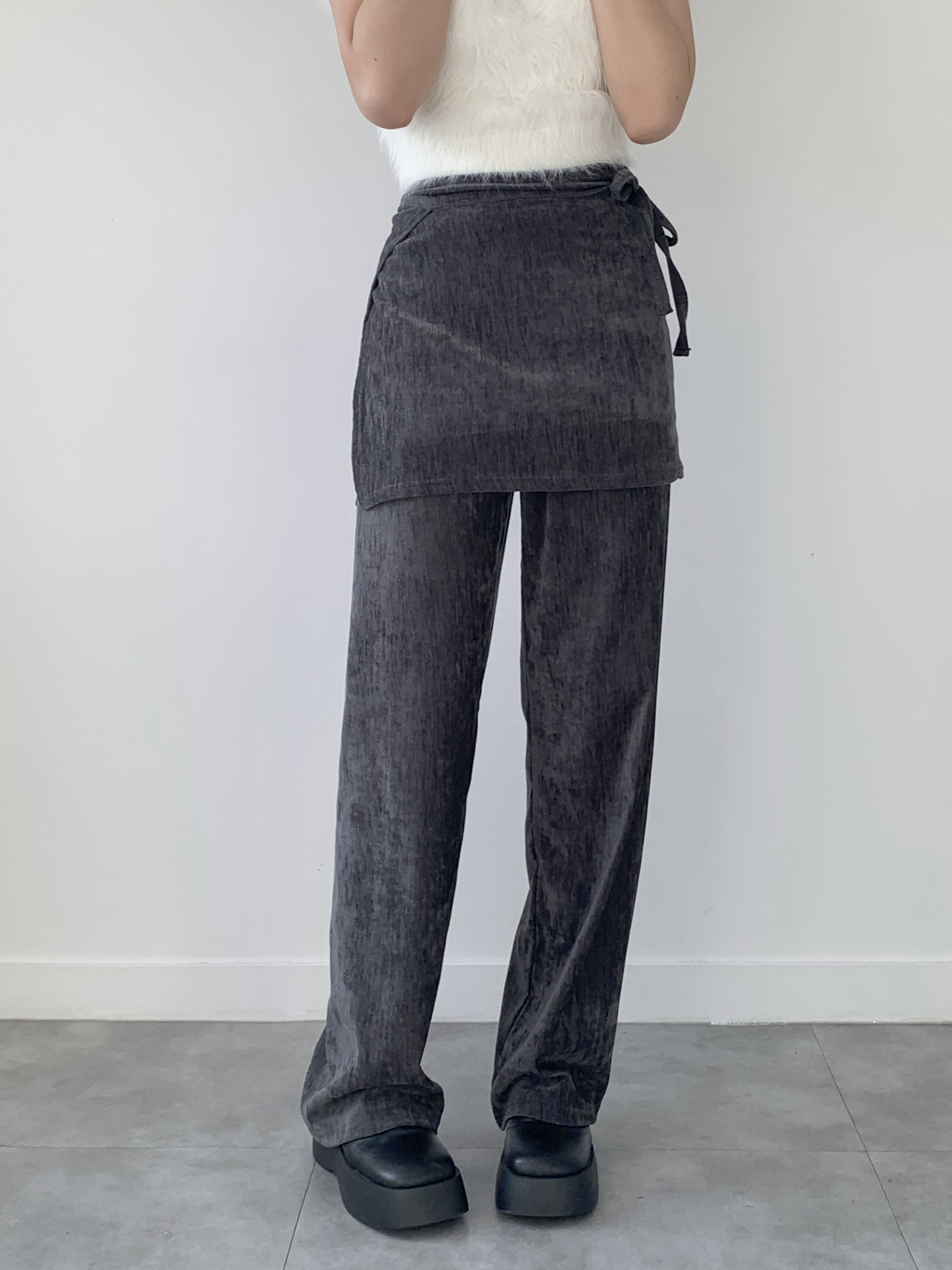 リボンラップスカート付ベロアイージーパンツ | 詳細画像10