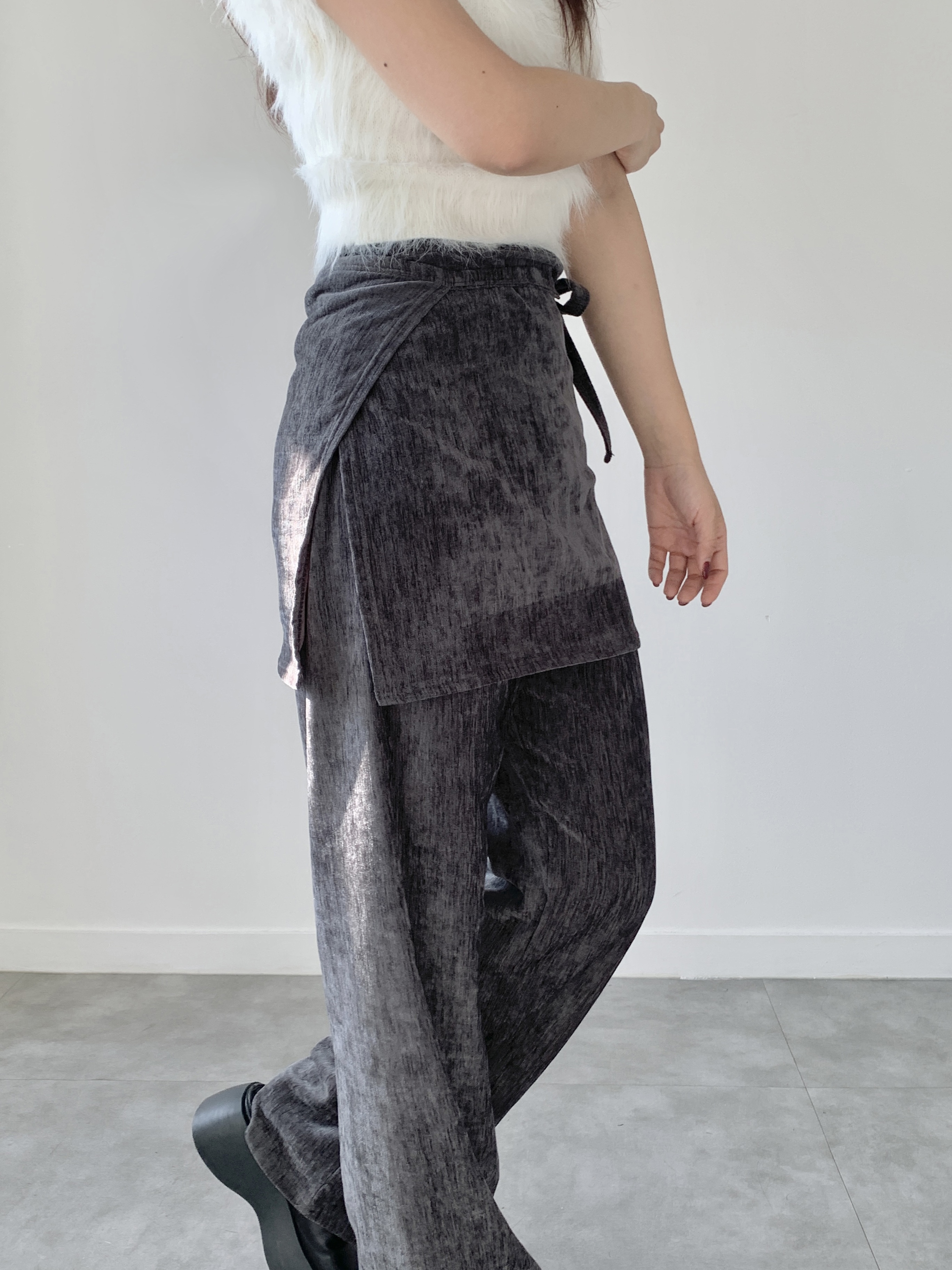 リボンラップスカート付ベロアイージーパンツ | 詳細画像11