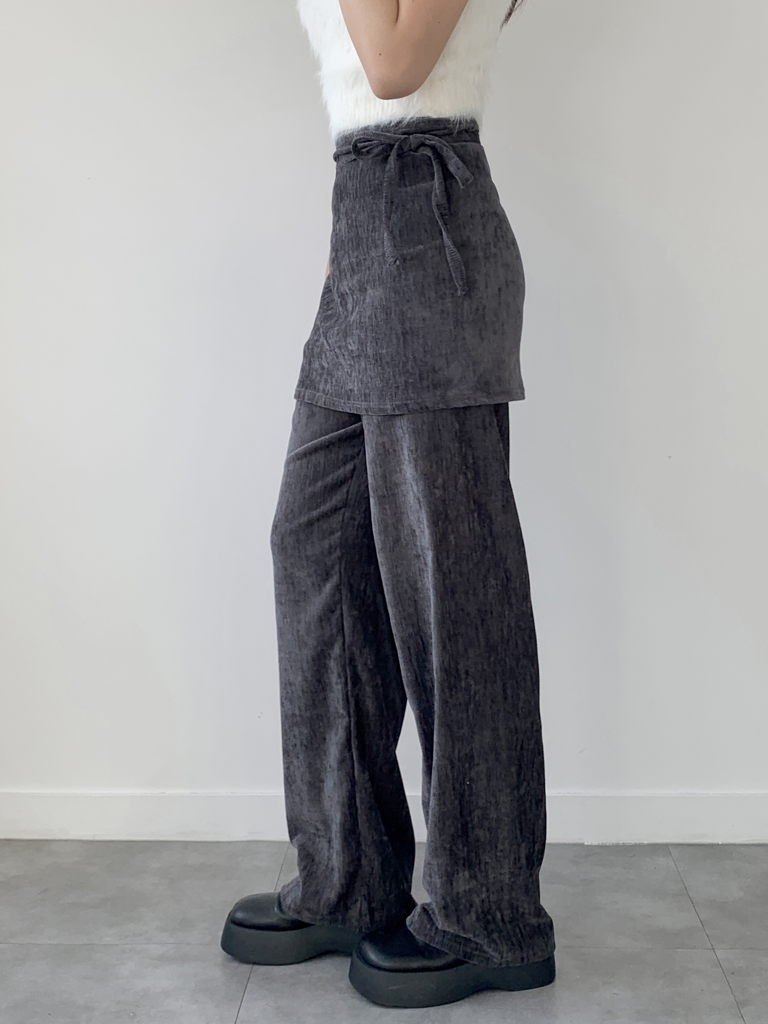 リボンラップスカート付ベロアイージーパンツ | 詳細画像12