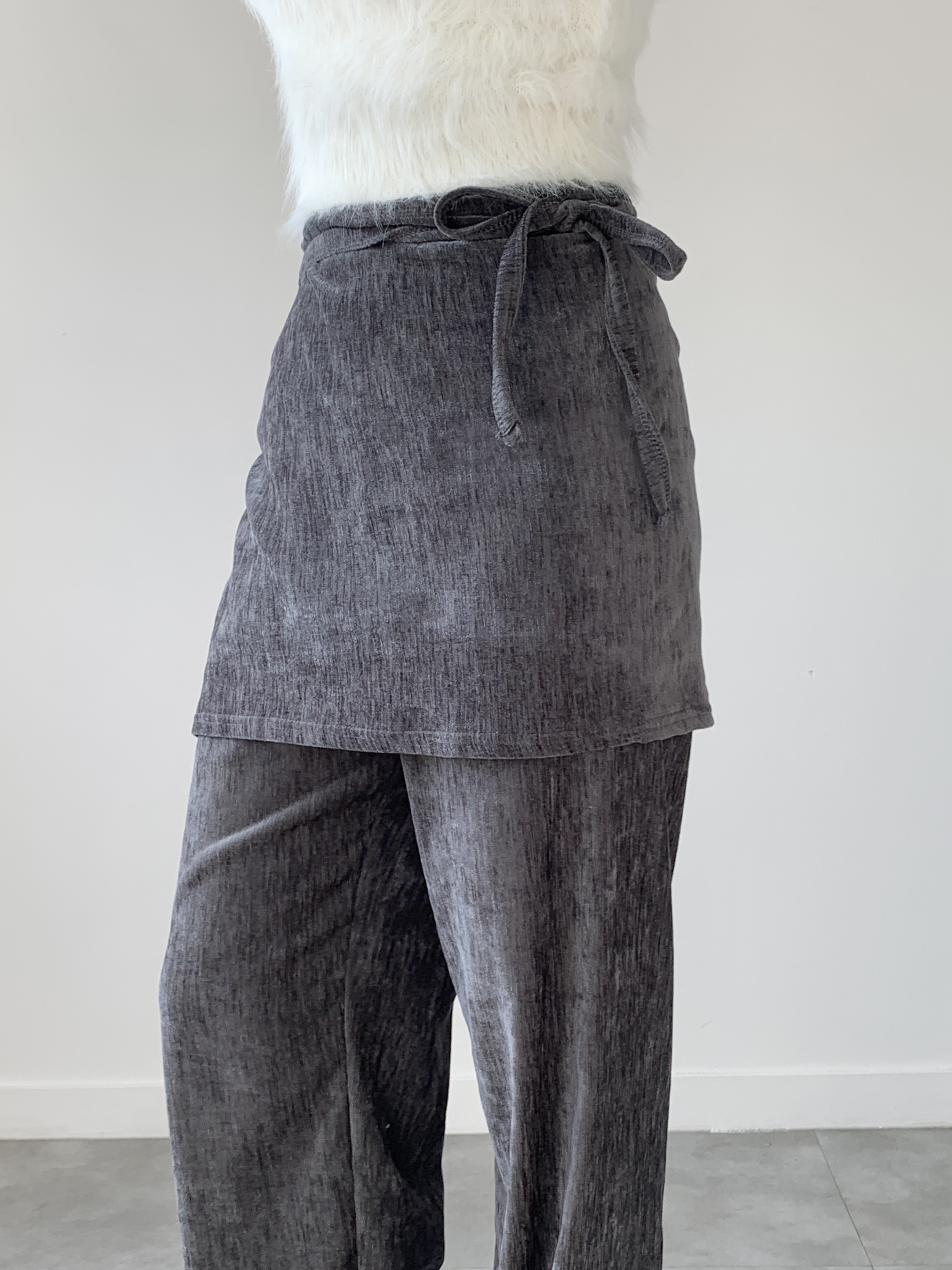 リボンラップスカート付ベロアイージーパンツ | 詳細画像13