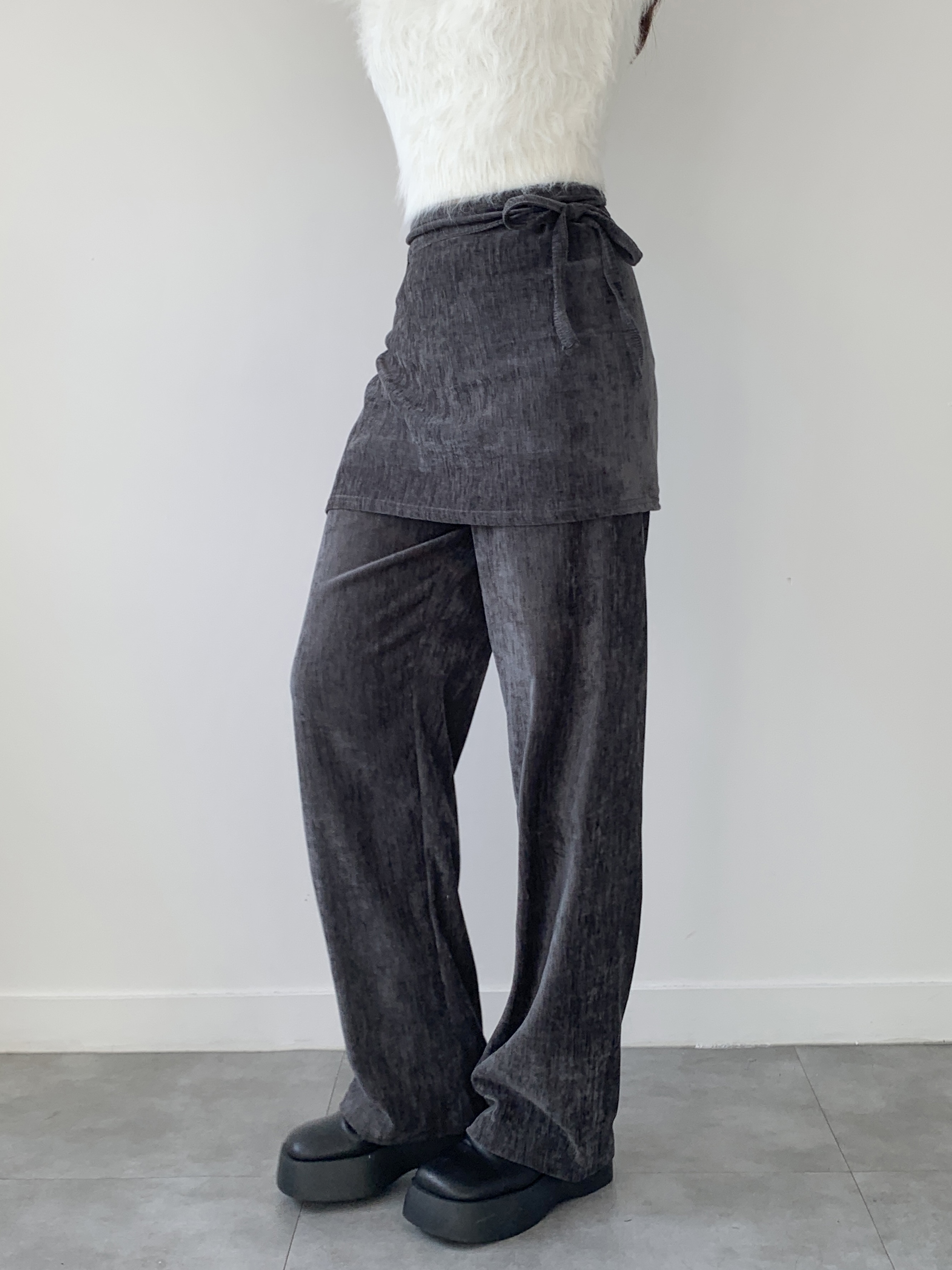 リボンラップスカート付ベロアイージーパンツ | 詳細画像15