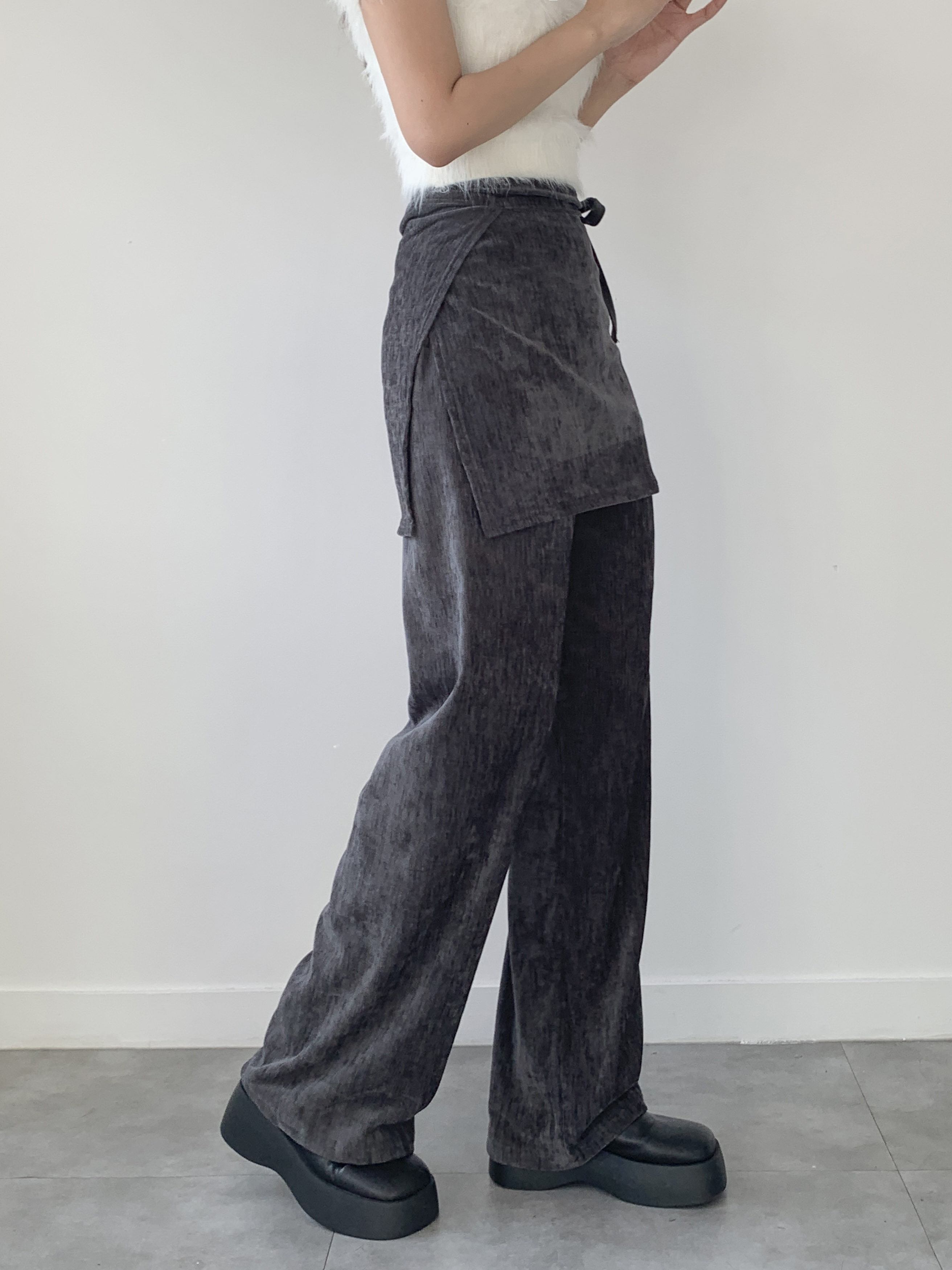 リボンラップスカート付ベロアイージーパンツ | 詳細画像16