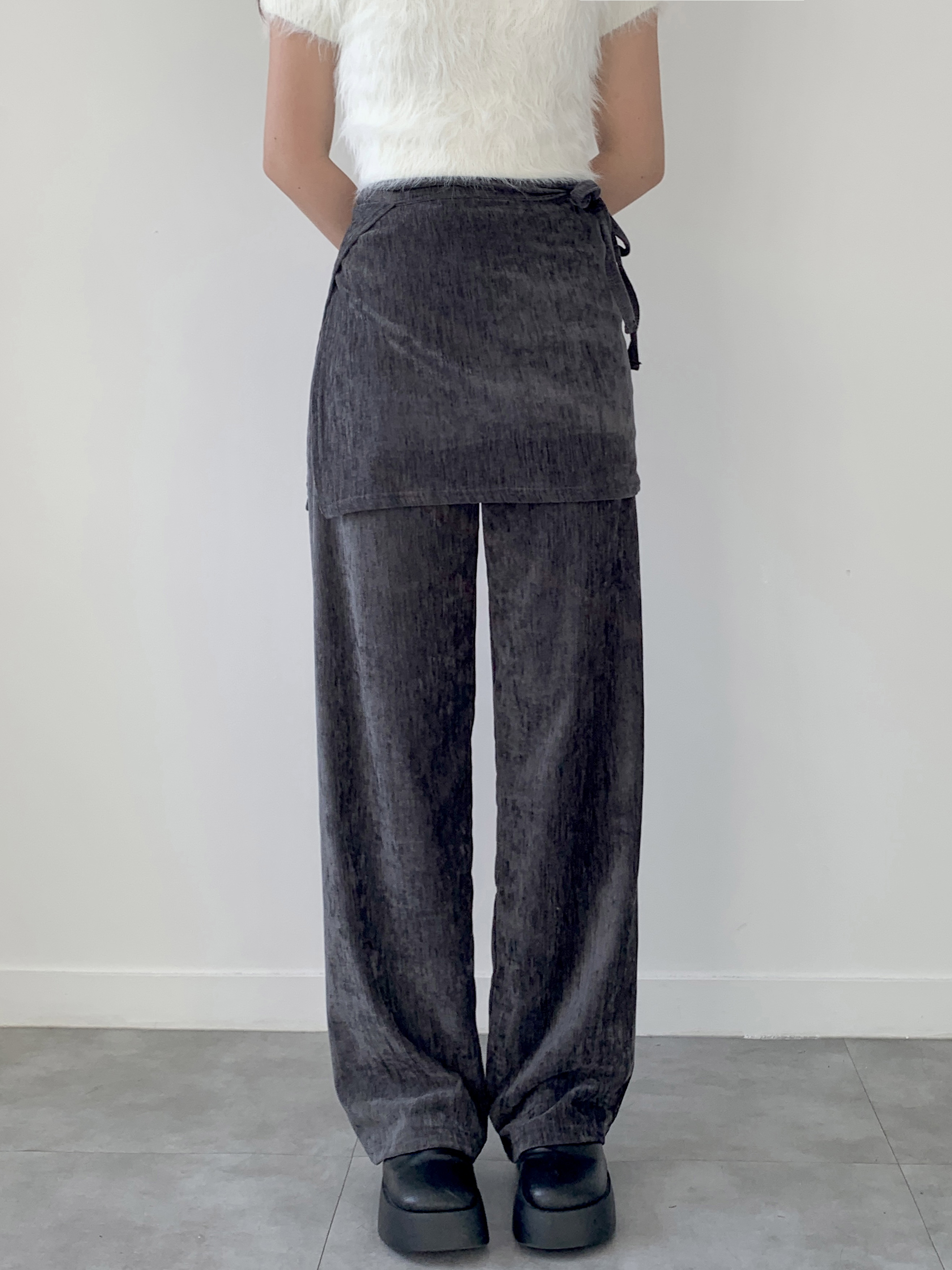 リボンラップスカート付ベロアイージーパンツ | 詳細画像17