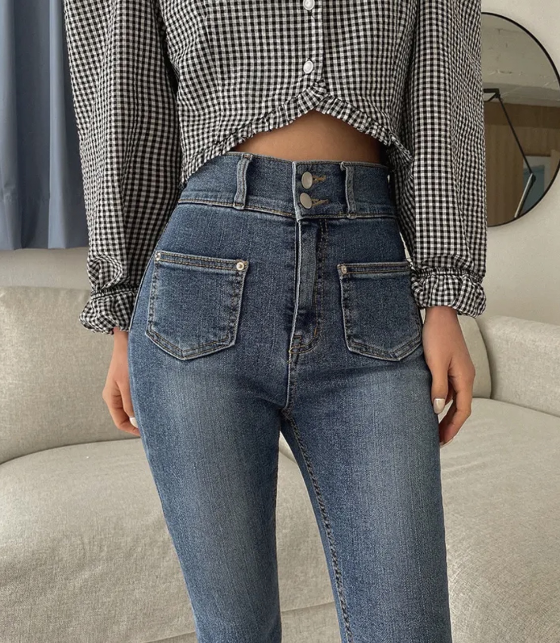 ツーボタンアウトポケモンスキニーデニムパンツ | 詳細画像7