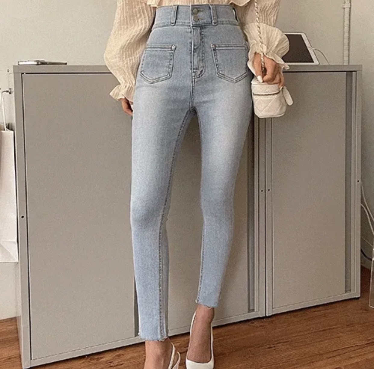 ツーボタンアウトポケモンスキニーデニムパンツ | 詳細画像11