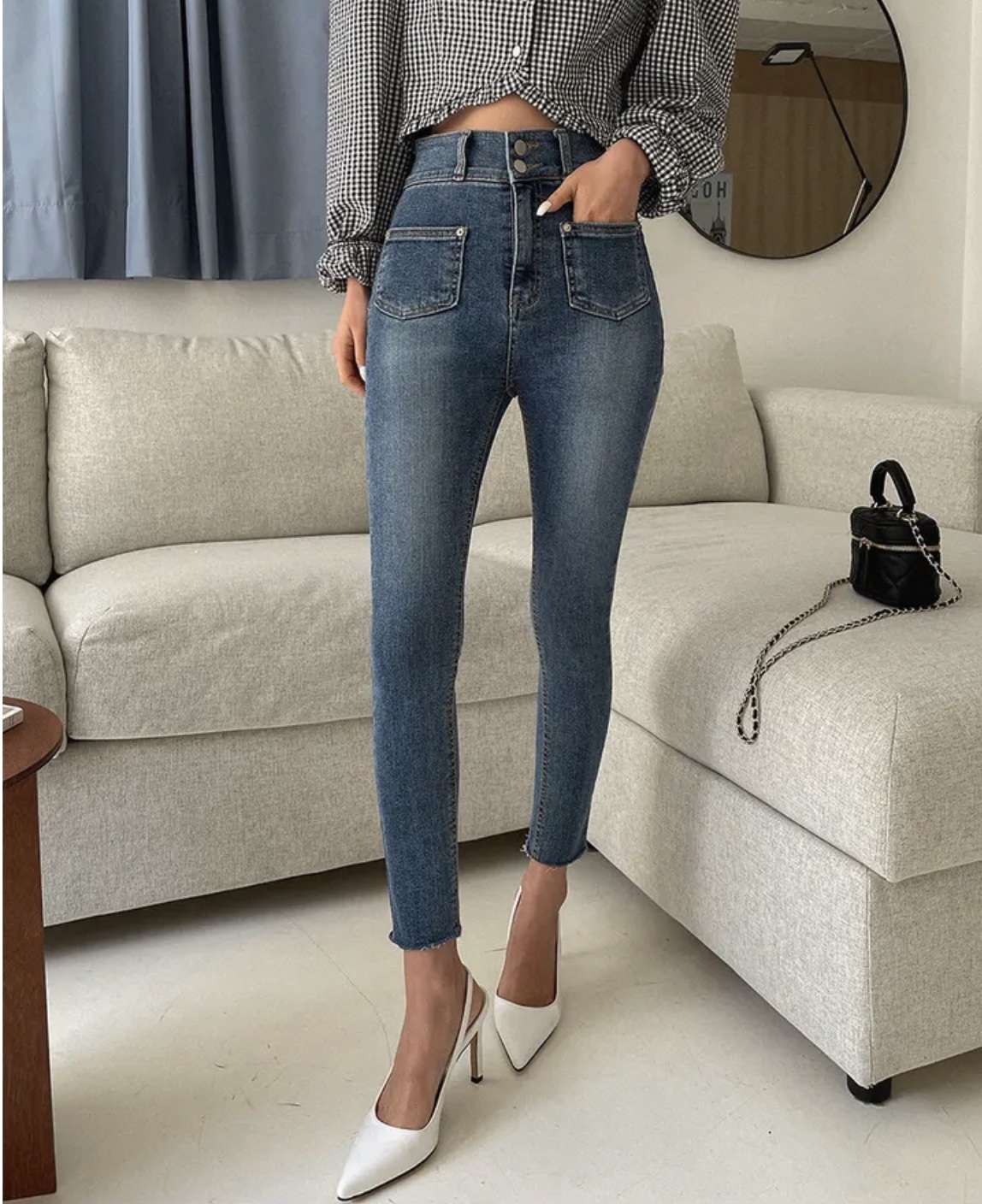 ツーボタンアウトポケモンスキニーデニムパンツ | 詳細画像10