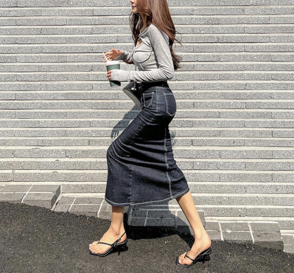 アウトポケットスリットマーメイドデニムスカート | 詳細画像3