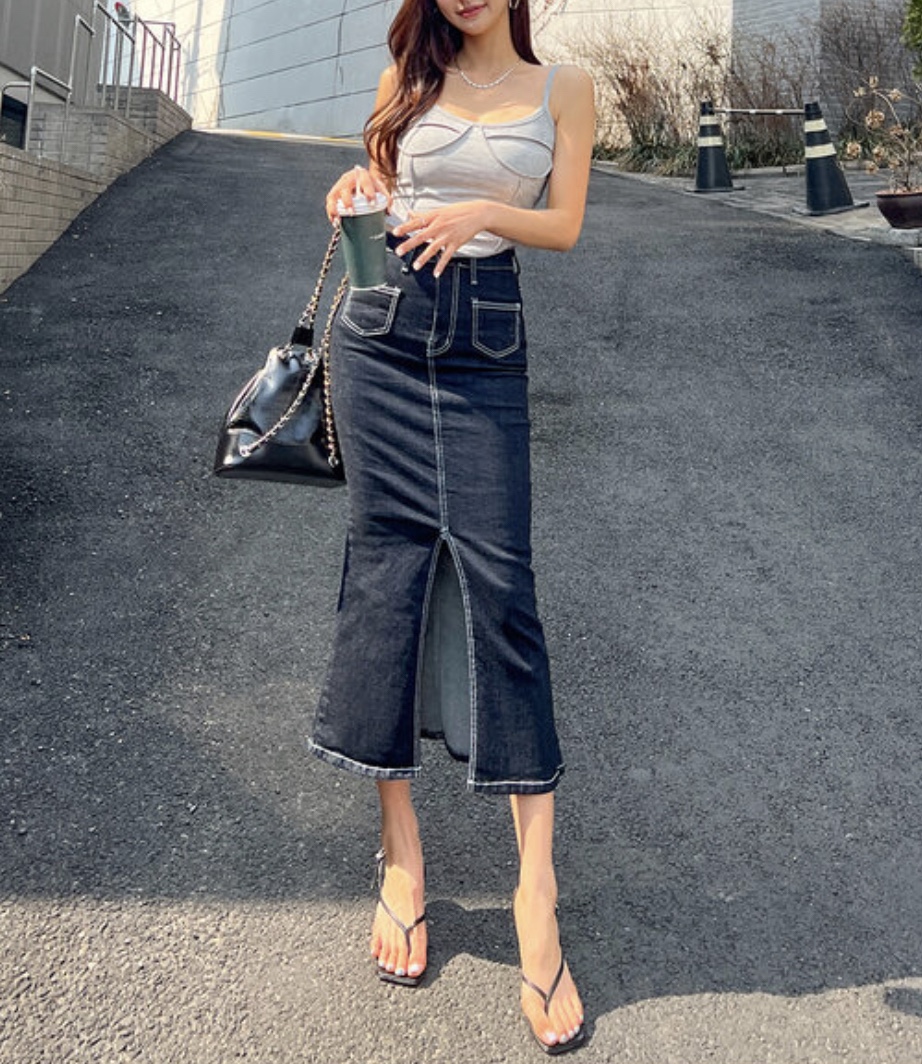 アウトポケットスリットマーメイドデニムスカート | 詳細画像5