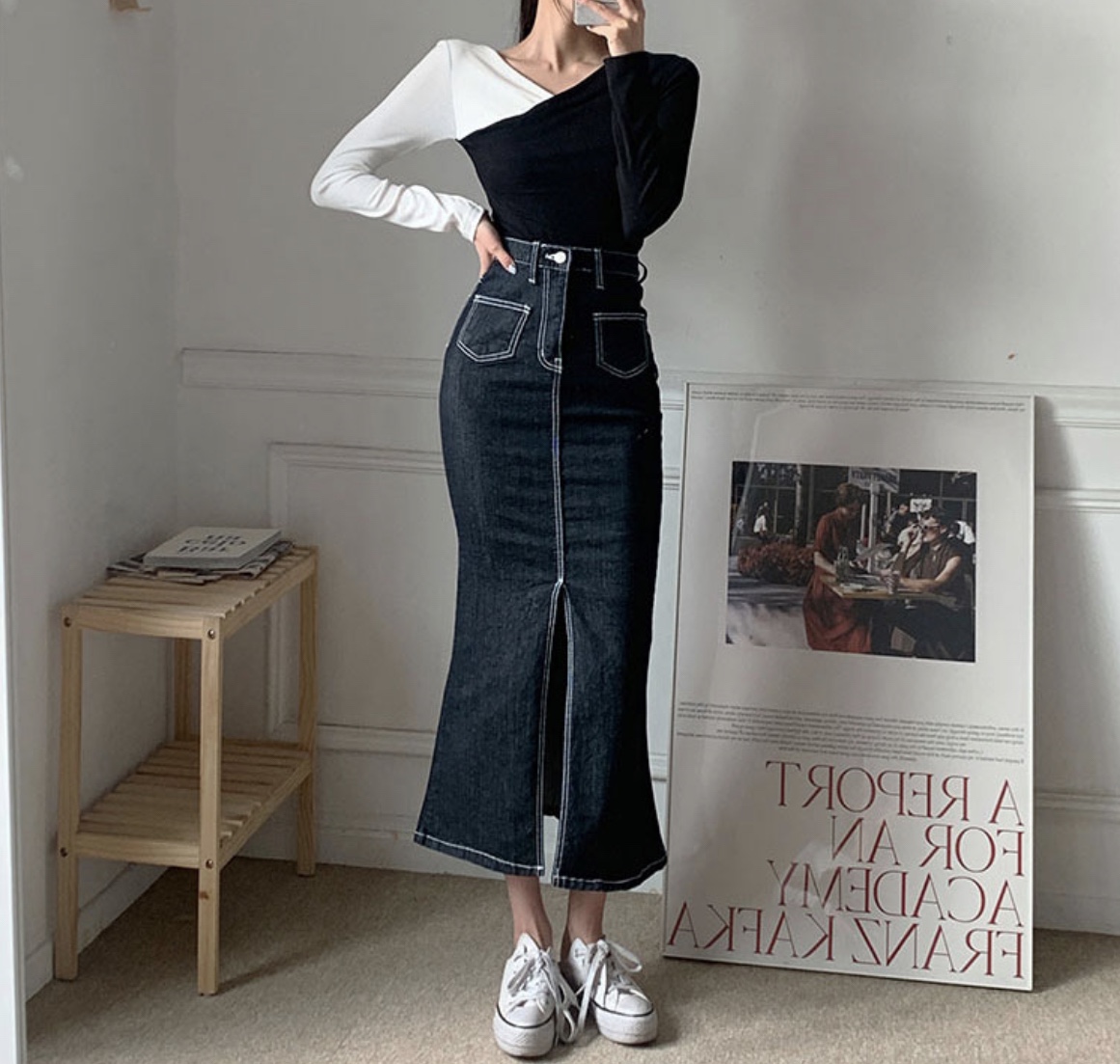 アウトポケットスリットマーメイドデニムスカート | 詳細画像6