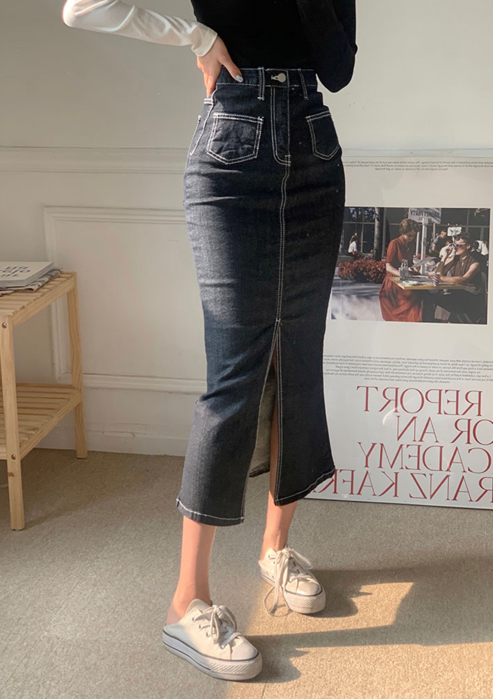 アウトポケットスリットマーメイドデニムスカート | 詳細画像8