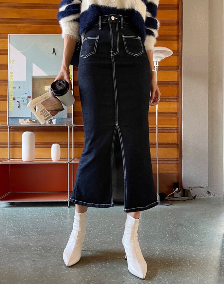 アウトポケットスリットマーメイドデニムスカート | 詳細画像14