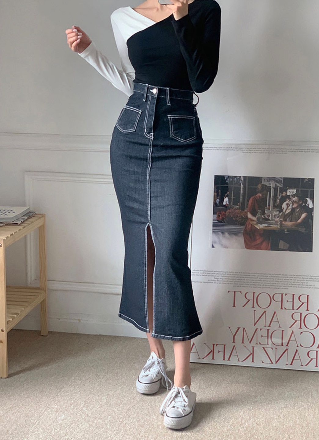 アウトポケットスリットマーメイドデニムスカート | 詳細画像12