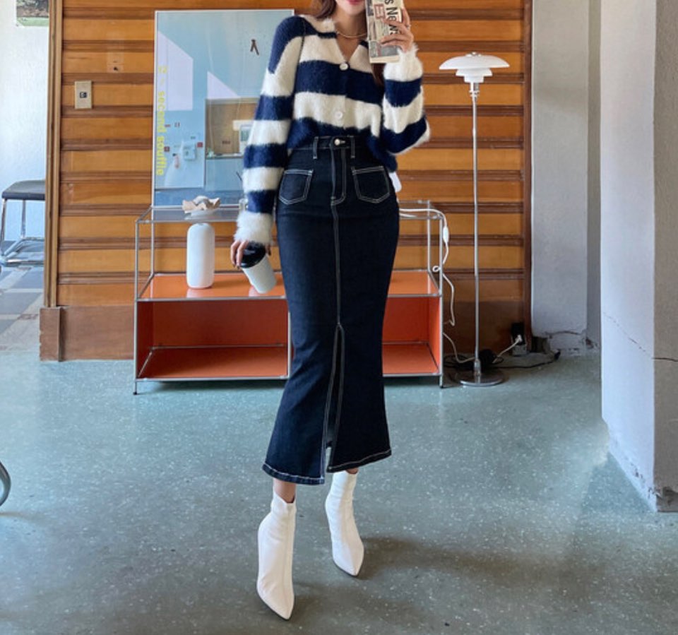 アウトポケットスリットマーメイドデニムスカート | 詳細画像19