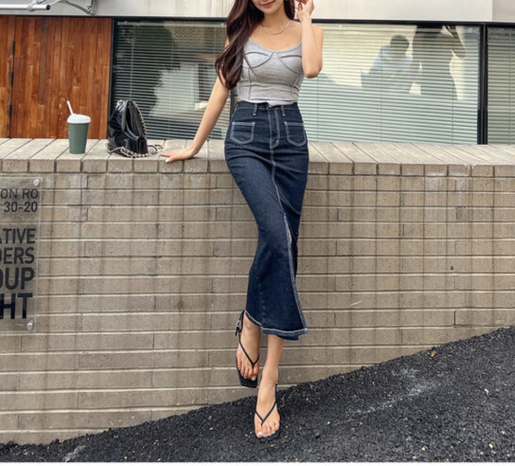 アウトポケットスリットマーメイドデニムスカート | 詳細画像11