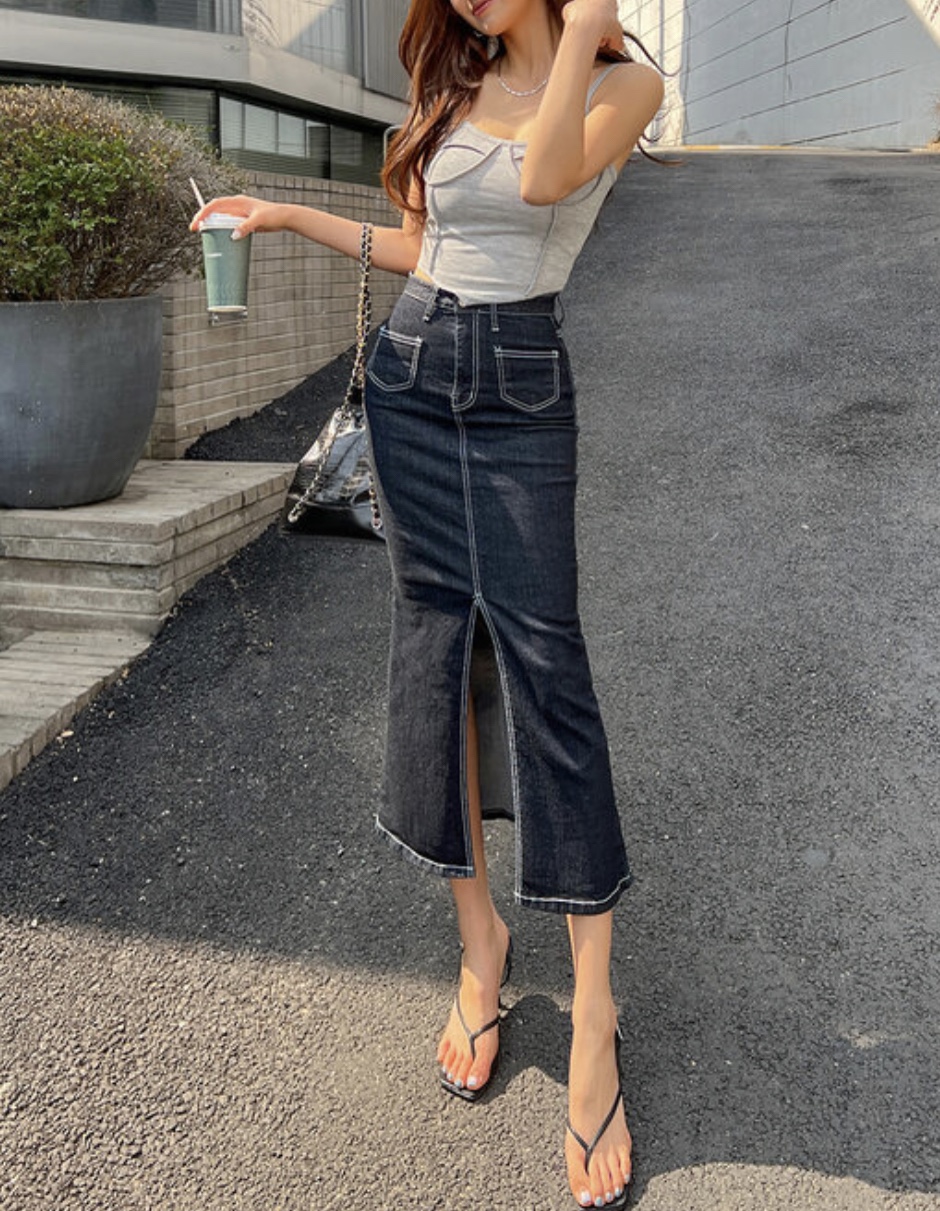 アウトポケットスリットマーメイドデニムスカート | 詳細画像16