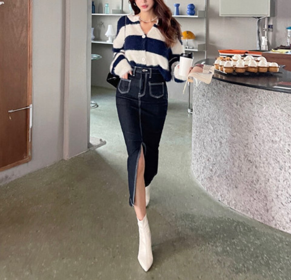 アウトポケットスリットマーメイドデニムスカート | 詳細画像18