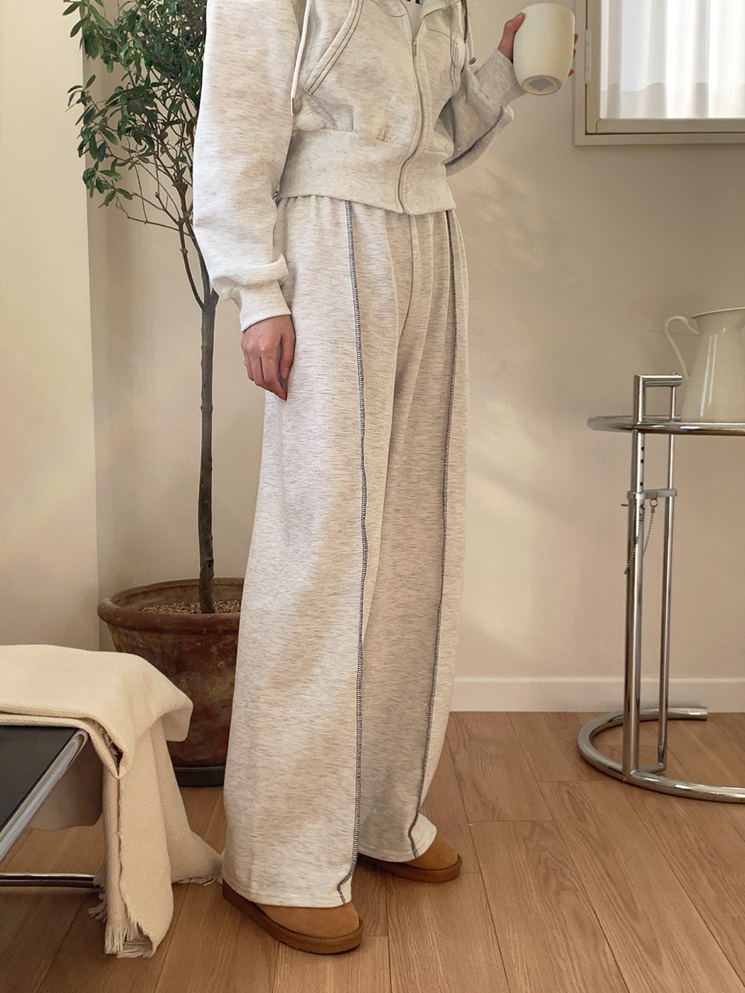 裏起毛ステッチジップパーカー&イージーパンツSET | 詳細画像5