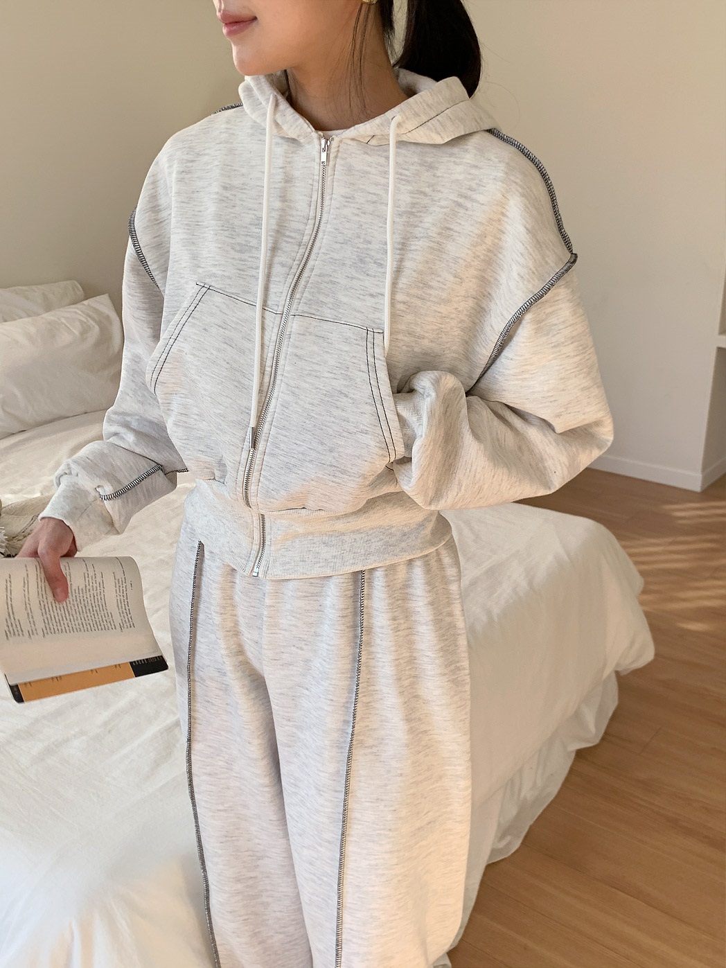 裏起毛ステッチジップパーカー&イージーパンツSET | 詳細画像8