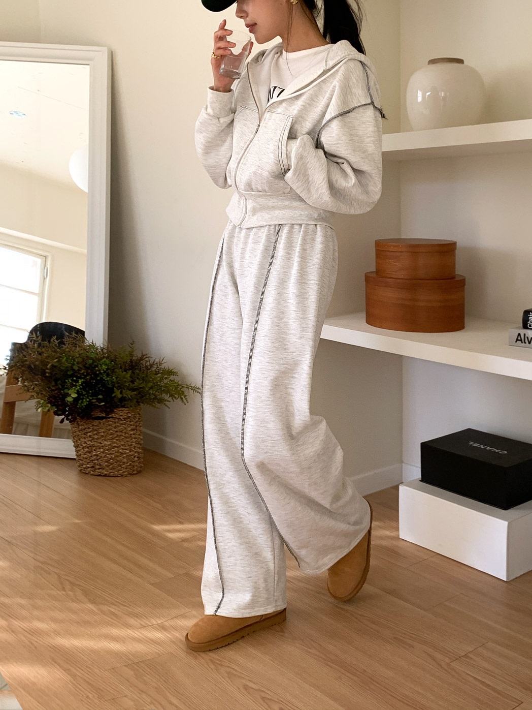 裏起毛ステッチジップパーカー&イージーパンツSET | 詳細画像13