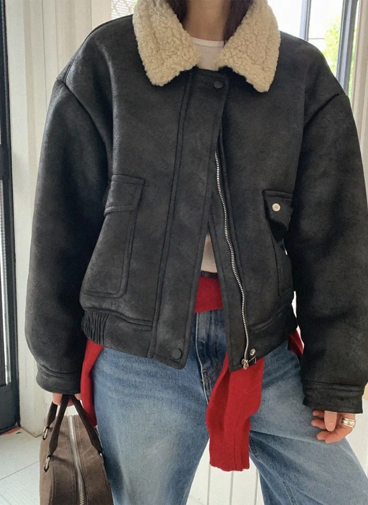 フラップポケットムートン風ジャケット | naturalmind | 詳細画像1