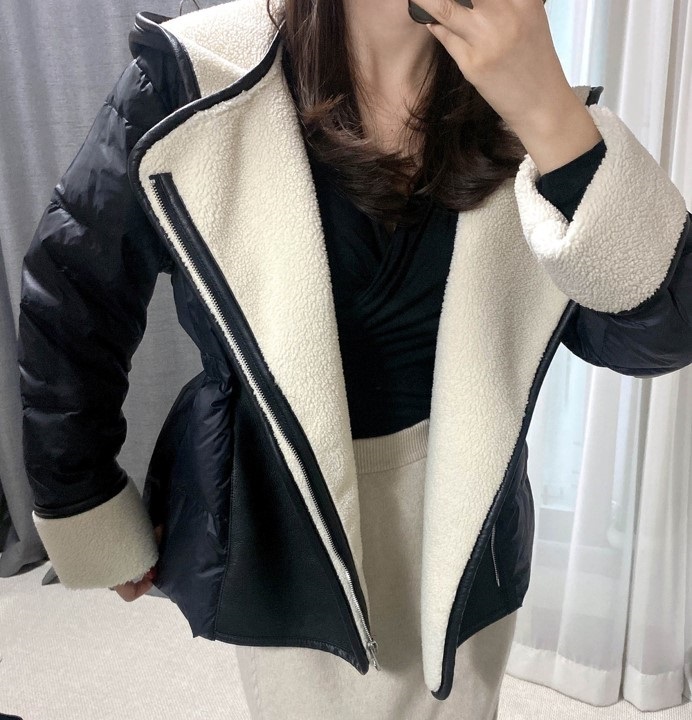 ベルト付ボア裏地ドローコードカラーフードダウンジャンパー | 詳細画像4