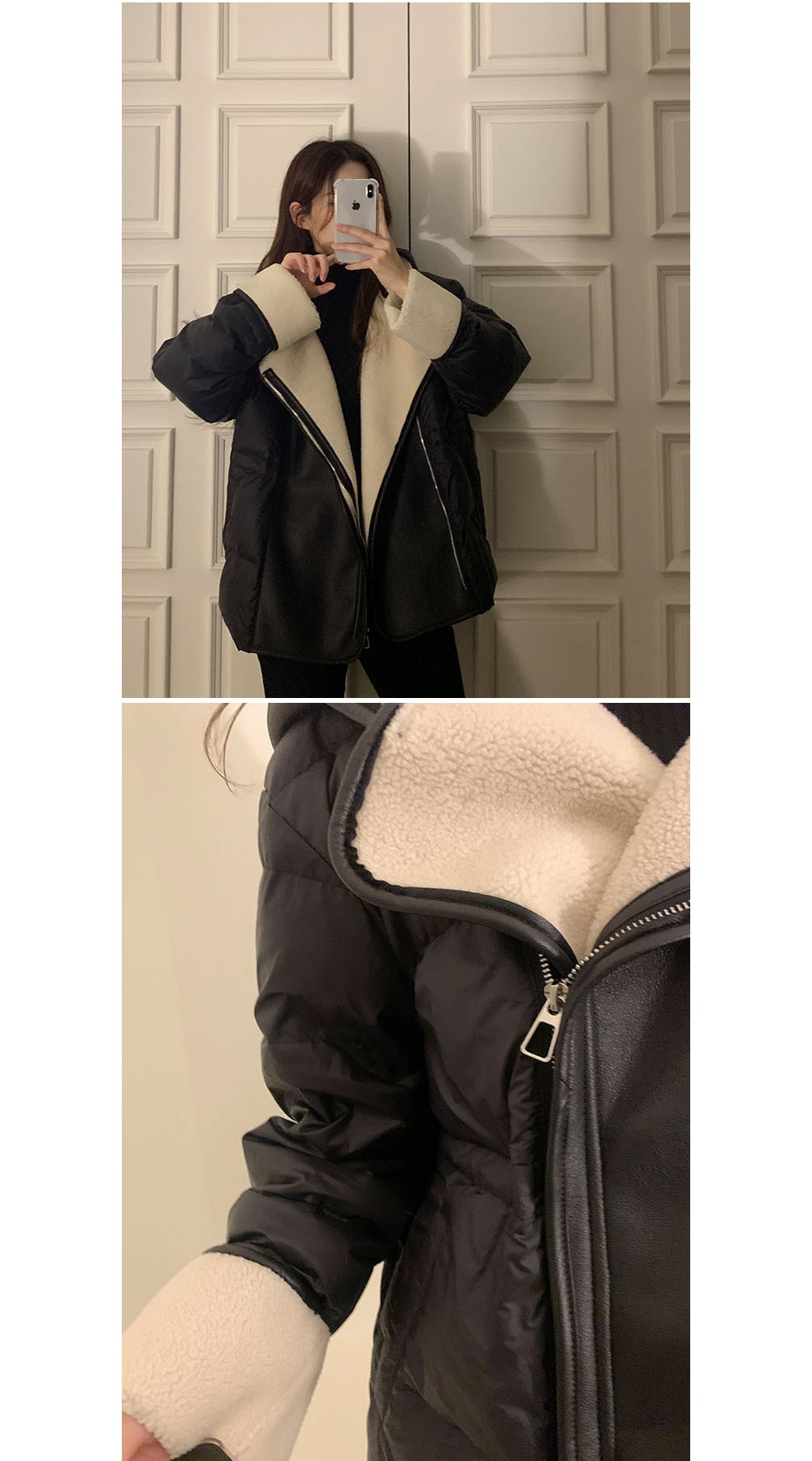 ベルト付ボア裏地ドローコードカラーフードダウンジャンパー | 詳細画像7